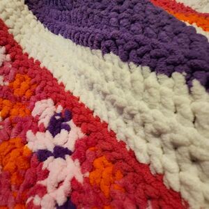 Soft Crochet Afghan blanket Multi Soft-furnishings-textiles 47x39